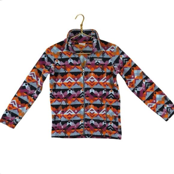 Columbia Kids Fleece Jacket Southwestern Aztec Print Zip Up Coat | M 10/12 - Picture 1 of 9